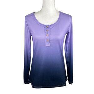 Ombre Lavender Purple Long Sleeve Button Top Size Small